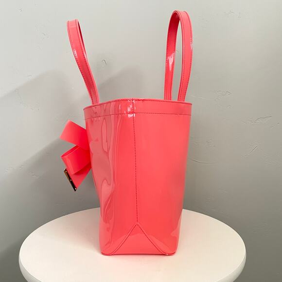 NWT Ted Baker Nikicon Bow Tote Bag in Bright Salmon Pink - Picture 4 of 7